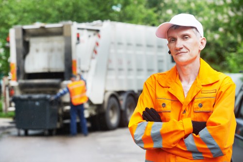 Construction site with waste management operations in Kings Cross