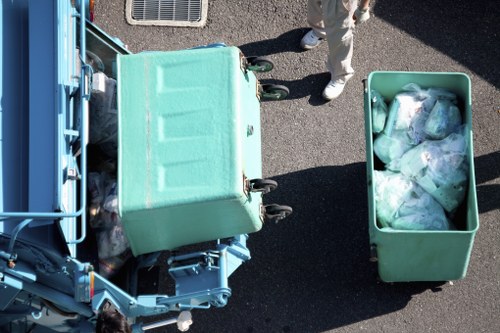 Professional waste removal team at a demolition site